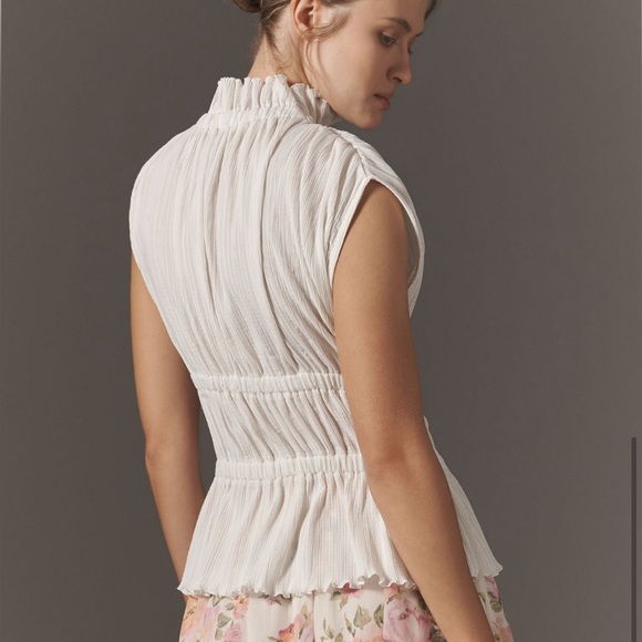 High-Neck Smocked Blouse by Anthropologie NWT size MEDIUM - Picture 3 of 6